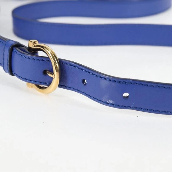 Salvatore Ferragamo Gancini Hand Bag Wicker 2way Blue Gold Auth 135631V - Picture 14 of 16